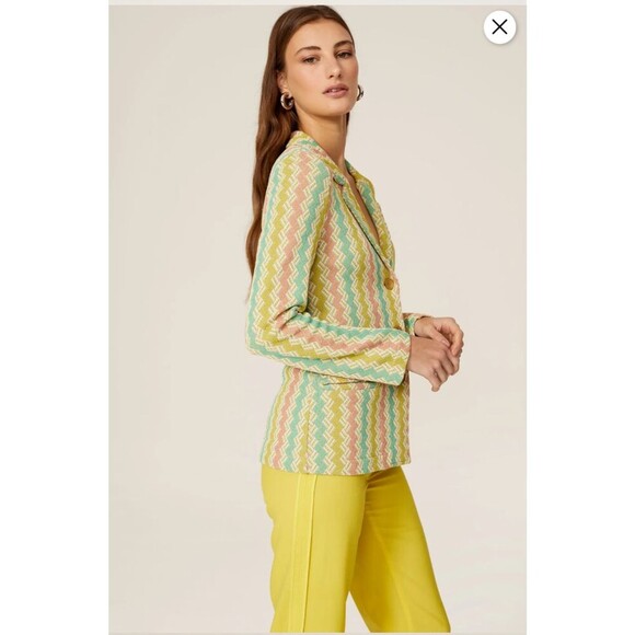 Anthropologie Aldo Martins Women 12 Chevron Blazer Jacket Bamboo Spain Designer - Picture 5 of 16